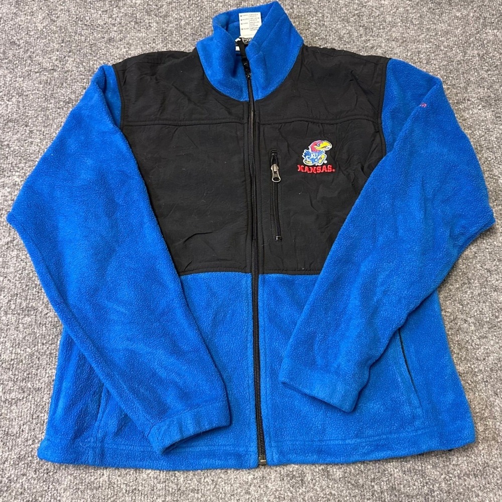 Columbia Fleece Jacket Womens Size M Blue Black Kansas Jayhawks Full Zip Outdoor